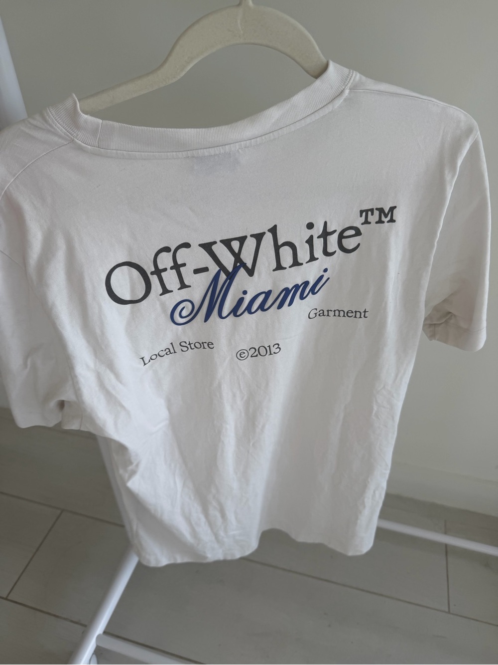 Off-White White T-Shirt with Navy and Black Print